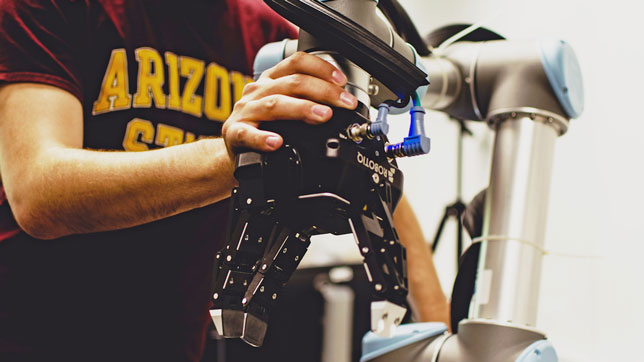 Arizona State students exploring human-robot interaction