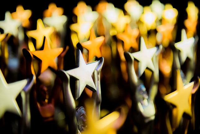 row of star shaped trophies