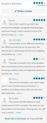 CourseTalk student reviews on edX.org