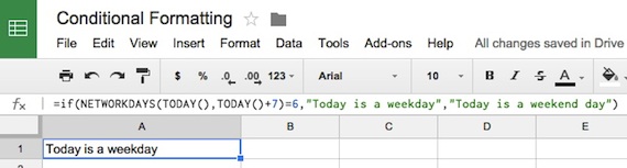 conditional formating in Google Sheets