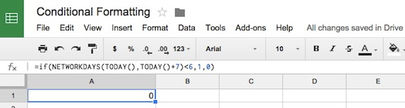 conditional formating in Google Sheets