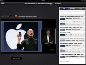 Pictured the Udemy iPad interface