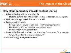 Webinar screen shot, "The impact of the cloud"