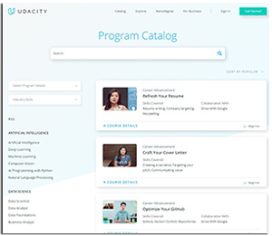 Udacity and Google course catalog