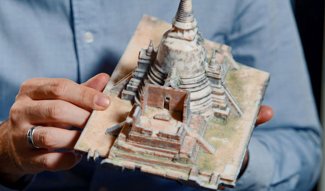 A 3D printed model of Ayutthaya temple in Thailand