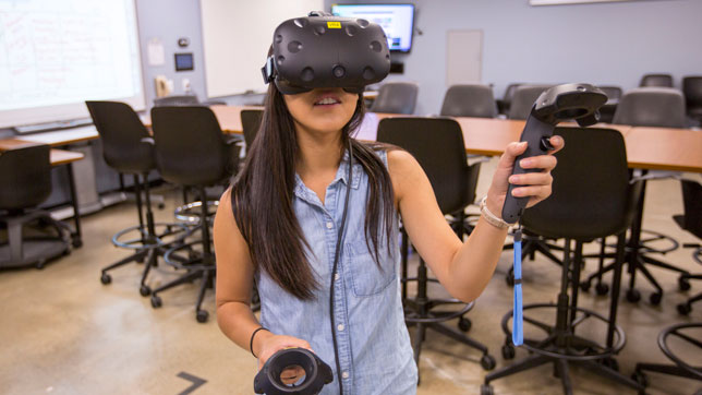 SDSU student using VR