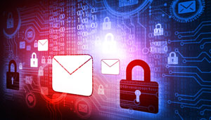data security illustration with email and padlock symbols