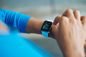 closeup of smartwatch on wrist
