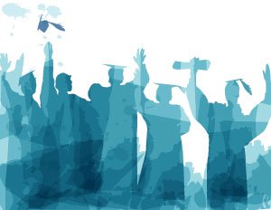 silhouette of college graduates
