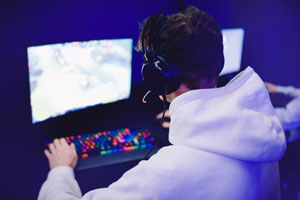 gamer at computer