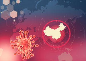 coronavirus with map of china highlighted
