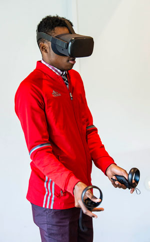 student using virtual reality