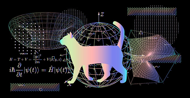 Illustration of Erwin Schroedinger's thought experiment