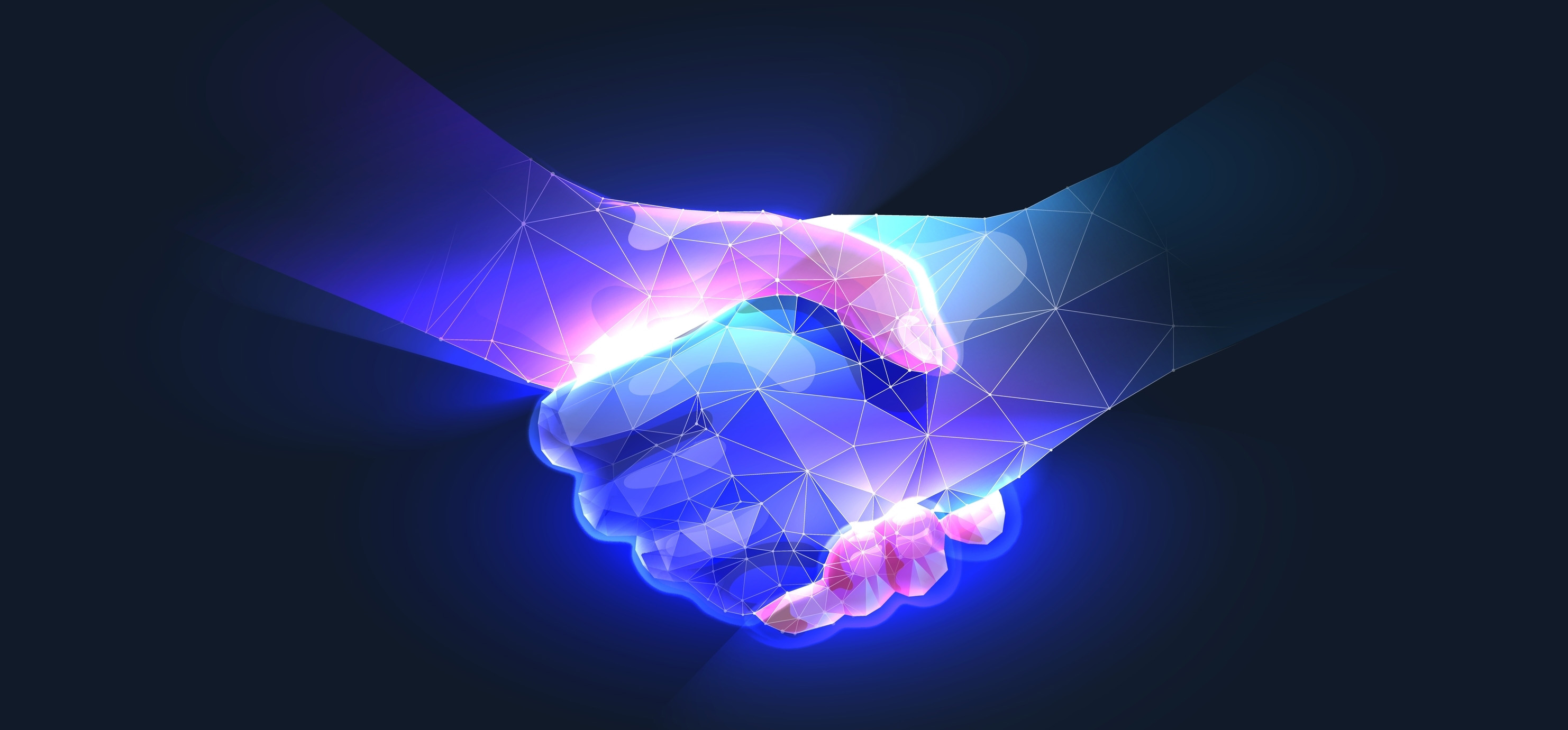 Handshake in digital futuristic style
