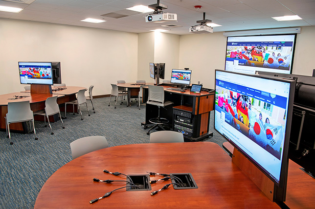 Endicott College active learning classroom
