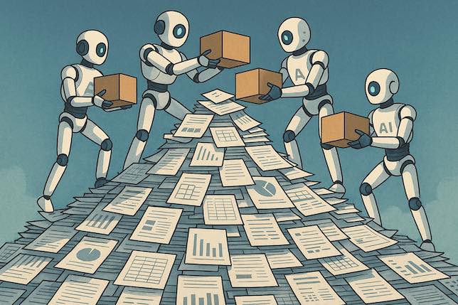 robots organizing stacks of papers