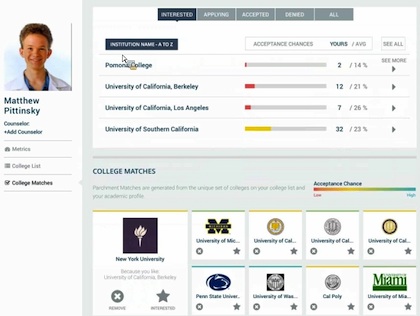 Parchment's new College Match tool recommends institutions students may want to apply to and provides odds of admission.