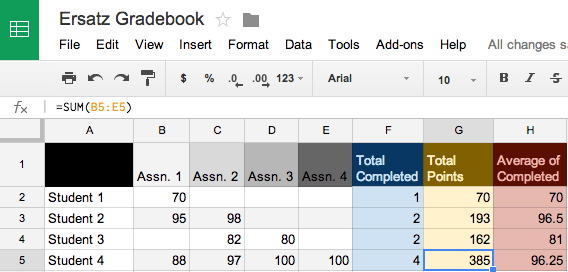 divide example in google sheets