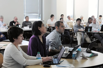 Participants in the I-Corps Node attend training sessions intended to help them move their academic research into the commercial world.