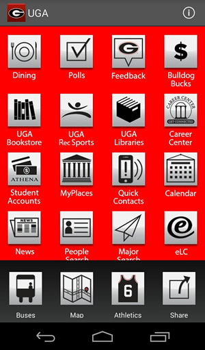 The UGA mobile app is available for both Android and Apple devices.