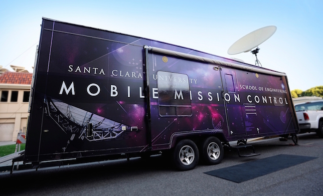 Students and faculty at Santa Clara U use the "Mobile Mission Control Lab" to run satellite missions and educate K-12 kids (Photo: Business Wire)