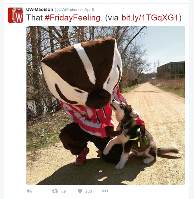 On Twitter, U Wisconsin-Madison came in first overall and generated the highest number of retweets and favorites per 1,000 fans.