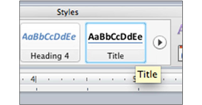 Title Style Selected in Microsoft Word 2011 Styles
