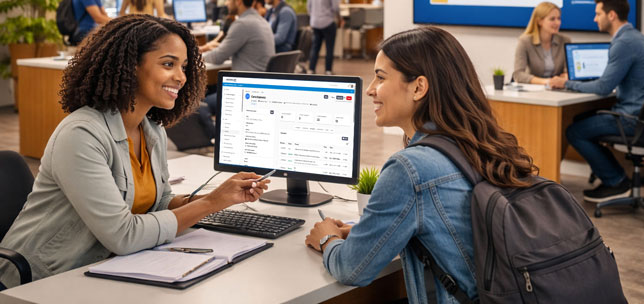 college student meeting with advisor