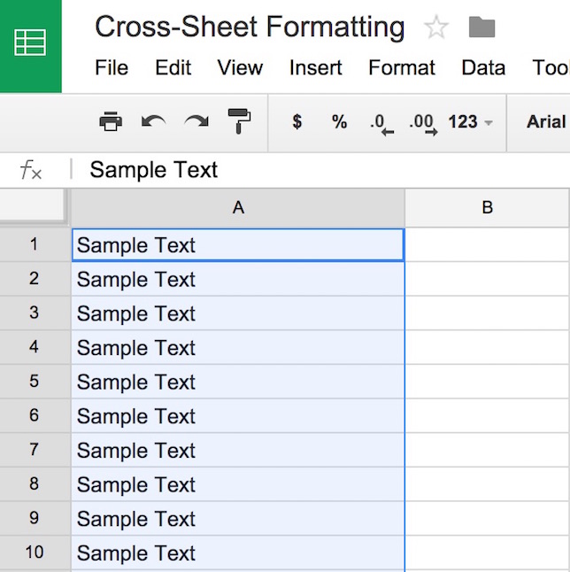 illustration of custom formula-based condtional formatting in Google Apps Google Sheets