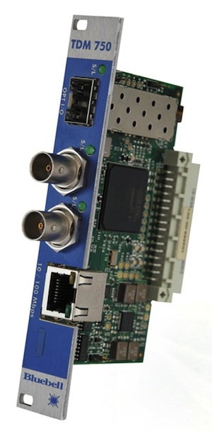 The Bluebell Opticom TDM750 uses multicore fiber rather than copper cabling, enabling the physical distance between cameras and the engineering control room to be longer.