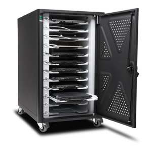 The AC12 Security Charging Cabinet offers capacity and recharging for up to 12 mobile devices, including laptops, tablets and Chromebooks 14 inches and smaller.
