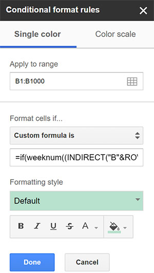 Paste the formula into the Conditional formatting pane as seen above.