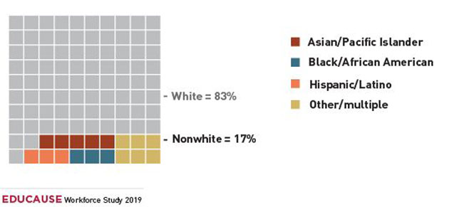 Breakdown of higher ed IT professionals by ethnicity