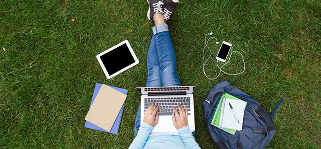 student working on laptop