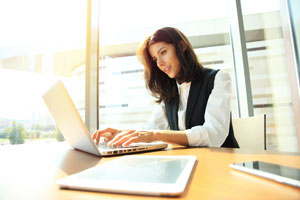 business woman working on computer