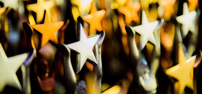 row of star shaped trophies