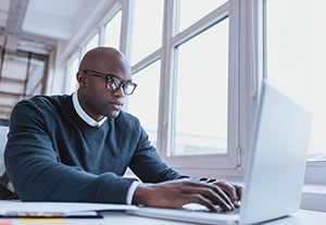 businessman working on laptop