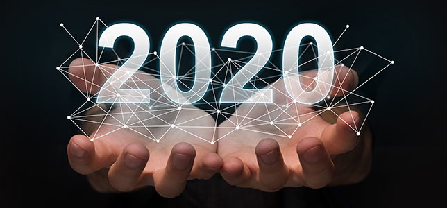 Luminous 2020 year numbers and network above man