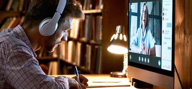 student studying at desk