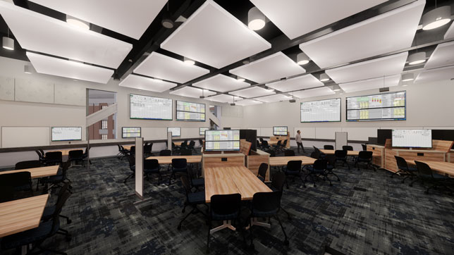 The new Central Campus Classroom Building at University of Michigan includes three Team-Based Learning Classrooms, ranging from 132 seats to 162 seats each, with movable strip tables, movable seating and a collaborative design.