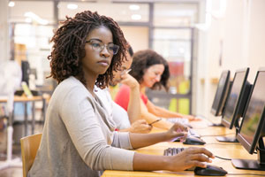 students working on computers