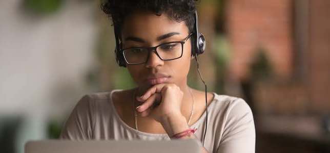 student working on computer