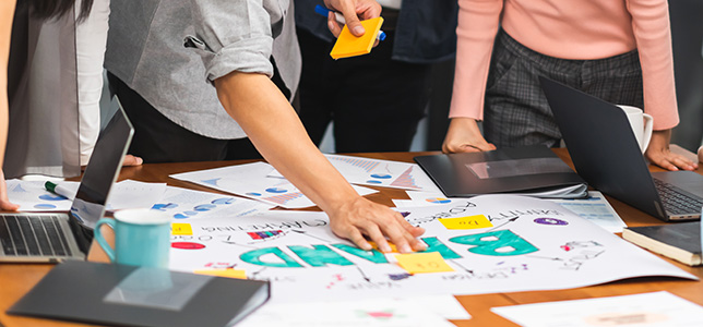 group of students working on a marketing project