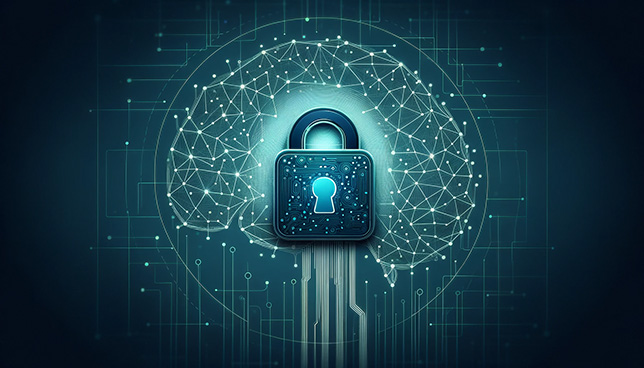 brain circuit pattern with padlock