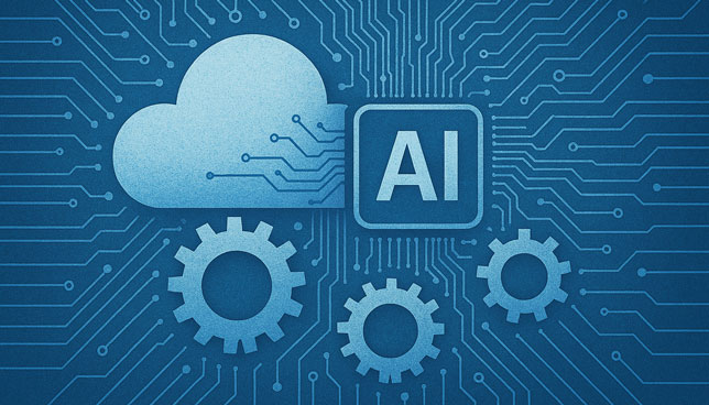 cloud and circuit patterns with AI stamp