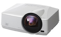 The Mitsubishi WD380U-EST DLP projector sports a throw ratio of 0.375 and supports display over LAN and USB.