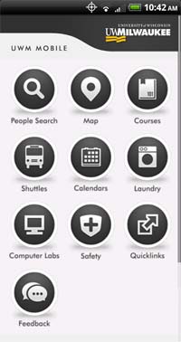 The University of Wisconsin-Milwaukee mobile app on Android
