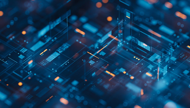 abstract electronic circuit board 3d rendering