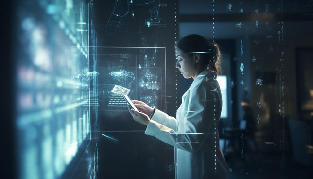 scientist using digital interface