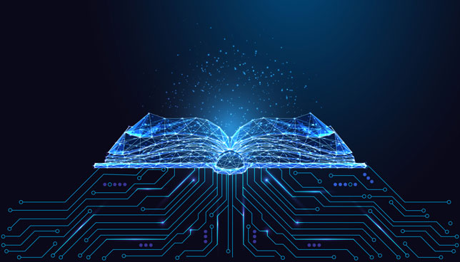 digital book with circuit patterns